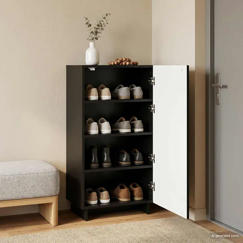 Vidaxl schoenenkast 48 x 38 x 87,5 cm bewerkt hout zwart