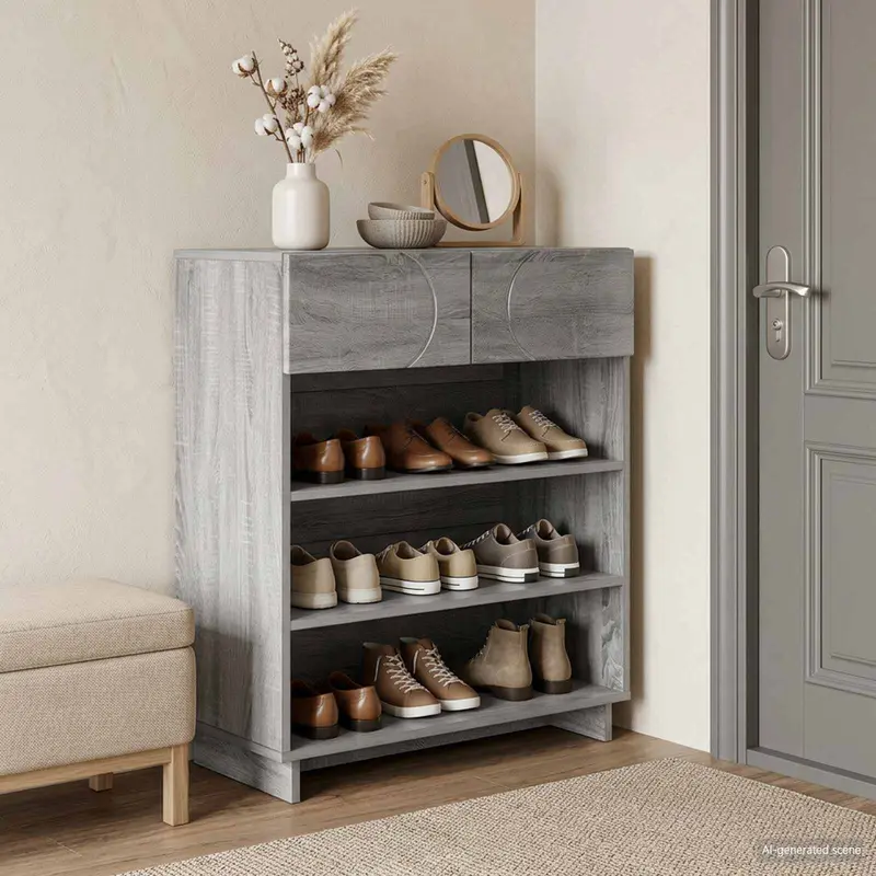 Vidaxl schoenenkast 73 x 38 x 87,5 cm bewerkt hout grijs sonoma