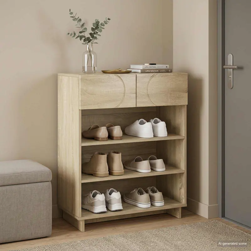 Vidaxl schoenenkast 73 x 38 x 87,5 cm bewerkt hout sonoma eiken