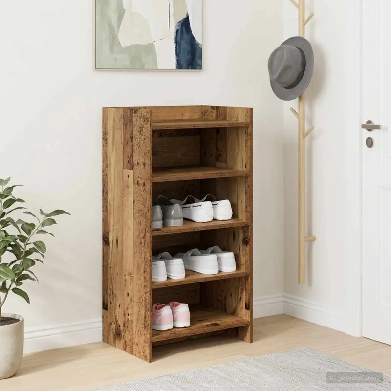 Vidaxl schoenenkast met opslag oud hout 48 x 36 x 92 cm bewerkt hout
