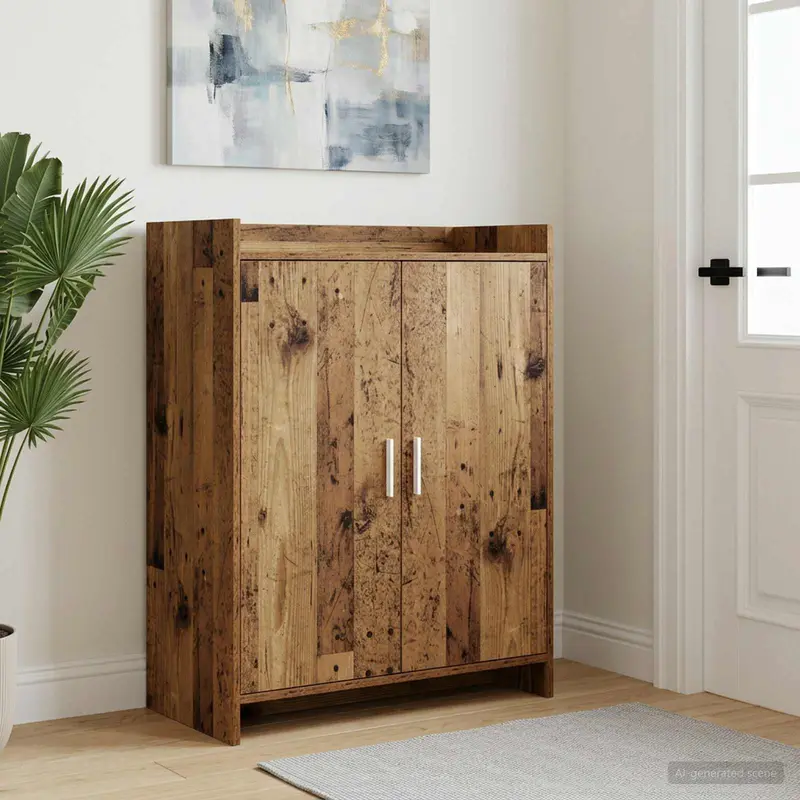 Vidaxl schoenenkast met opslag oud hout 73,5 x 36 x 92 cm bewerkt hout