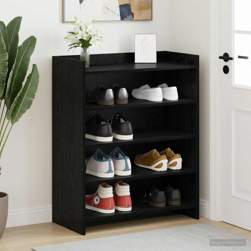 Vidaxl schoenenkast zwart eiken 73,5 x 36 x 92 cm bewerkt hout