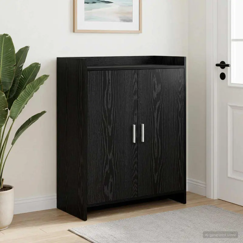 Vidaxl schoenenkast zwart eiken 73,5 x 36 x 92 cm bewerkt hout