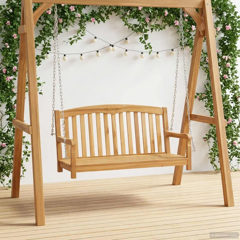 Vidaxl schommelbank rose 114 x 61 x 61,5 cm massief teakhout naturel