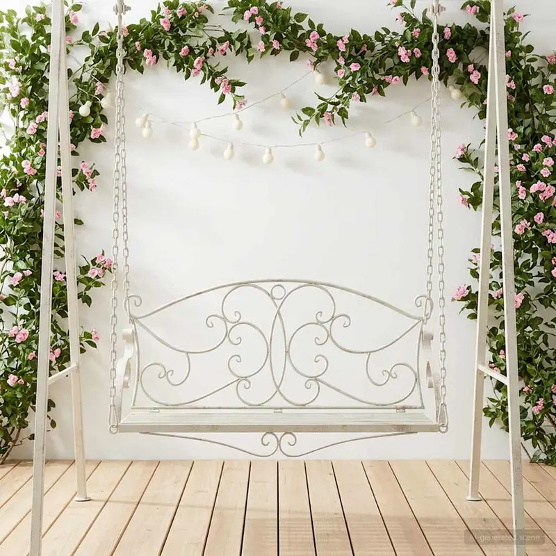 Vidaxl schommelbank staal 110 x 52,5 x 47 cm antiek wit
