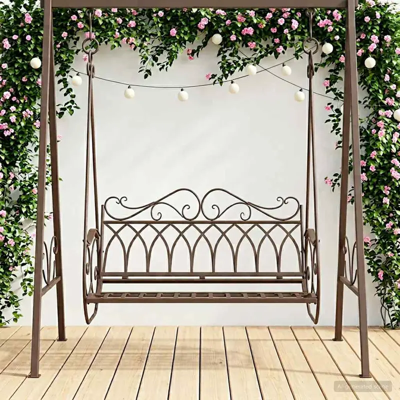 Vidaxl schommelbank staal 112 x 60 x 126,5 cm antiek bruin