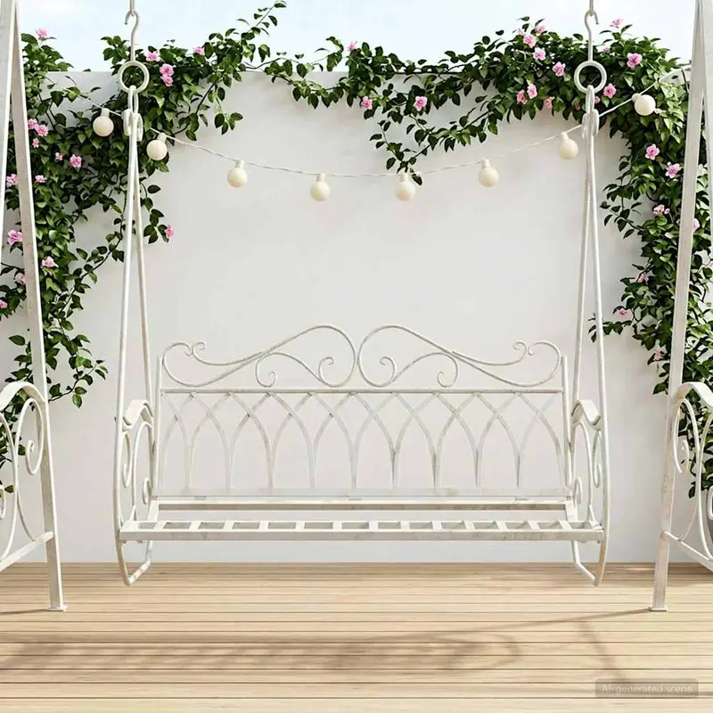 Vidaxl schommelbank staal 112 x 60 x 126,5 cm antiek wit