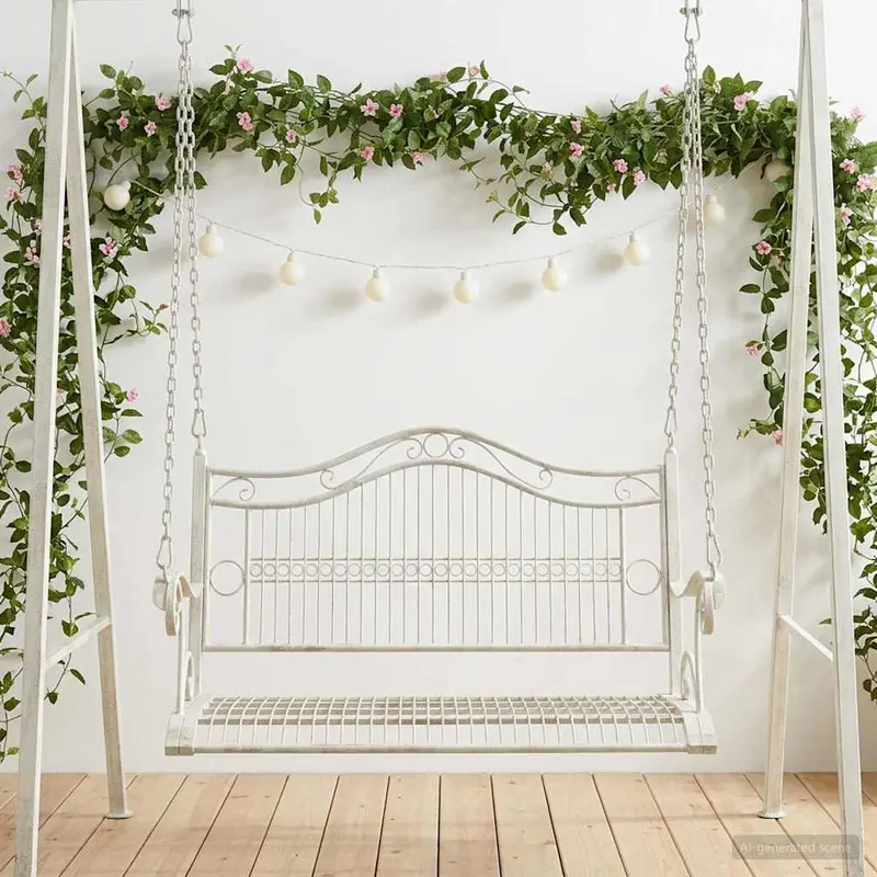 Vidaxl schommelbank staal 115 x 61 x 63 cm antiek wit