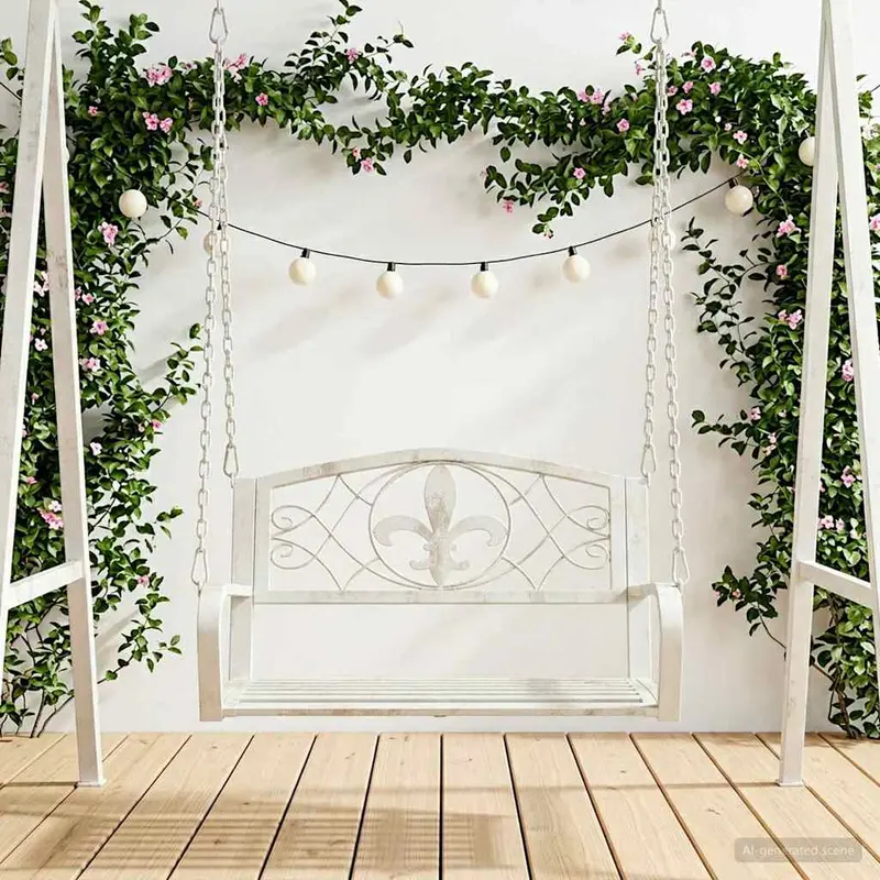 Vidaxl schommelbank staal 71,5 x 59 x 55 cm antiek wit