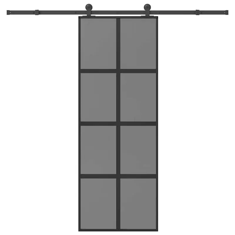 Vidaxl schuifdeur met beslag 76x205 cm gehard glas en aluminium