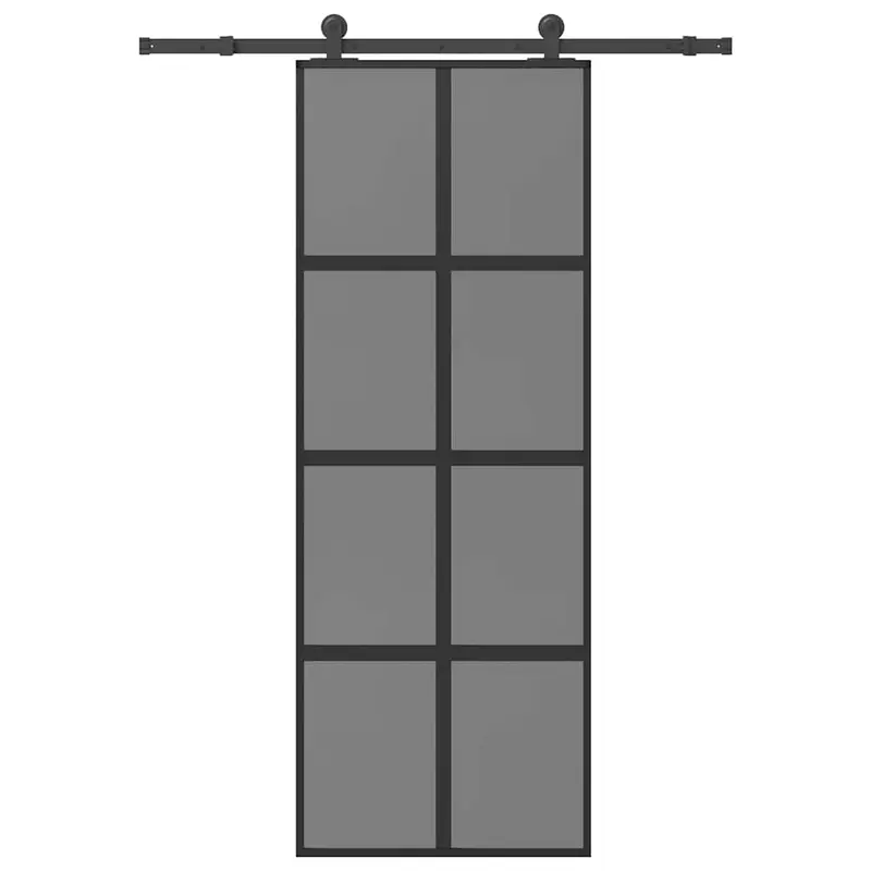 Vidaxl schuifdeur met beslag 76x205 cm gehard glas en aluminium