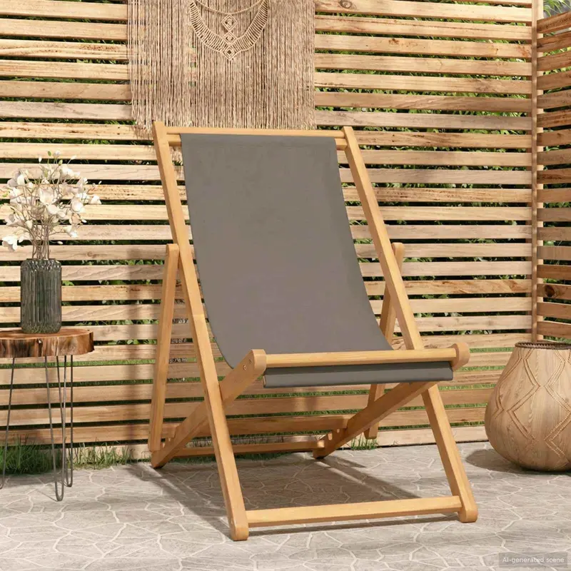Vidaxl strandstoel taupe massief teakhout