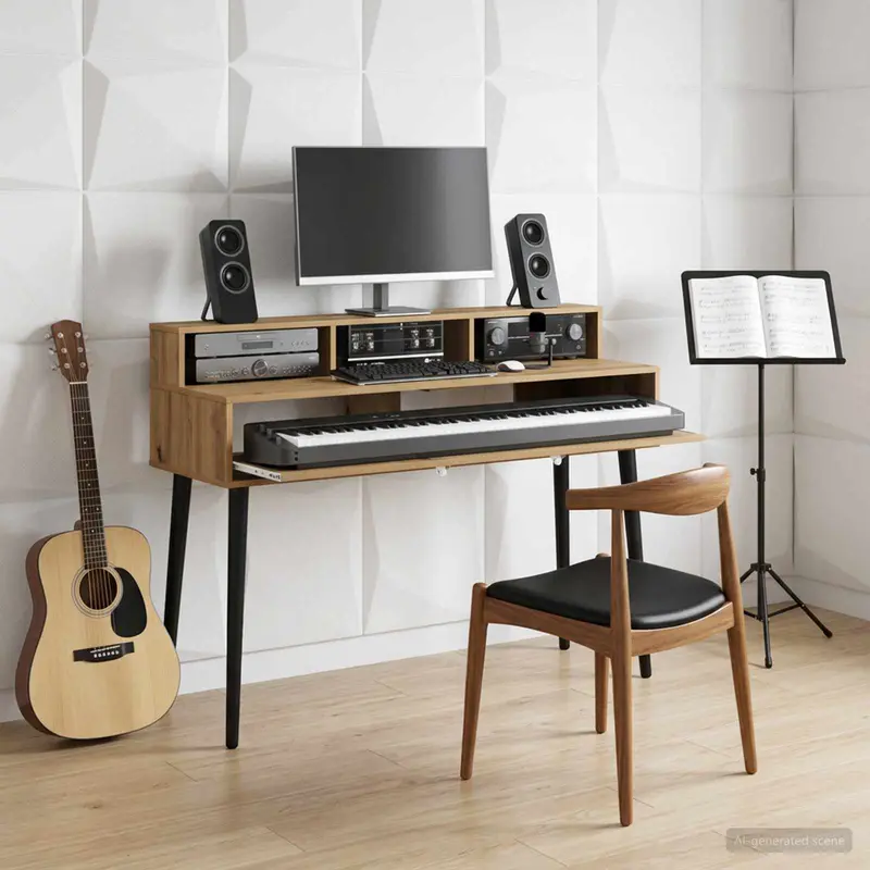 Vidaxl studiobureau artisanaal eiken 130 x 42,5 x 36 cm bewerkt hout