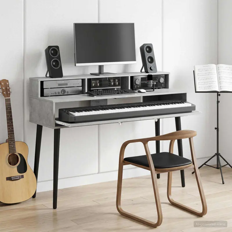 Vidaxl studiobureau betongrijs 110 x 42,5 x 36 cm bewerkt hout