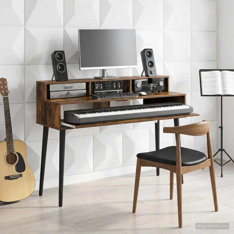 Vidaxl studiobureau gerookt eiken 110 x 42,5 x 36 cm bewerkt hout