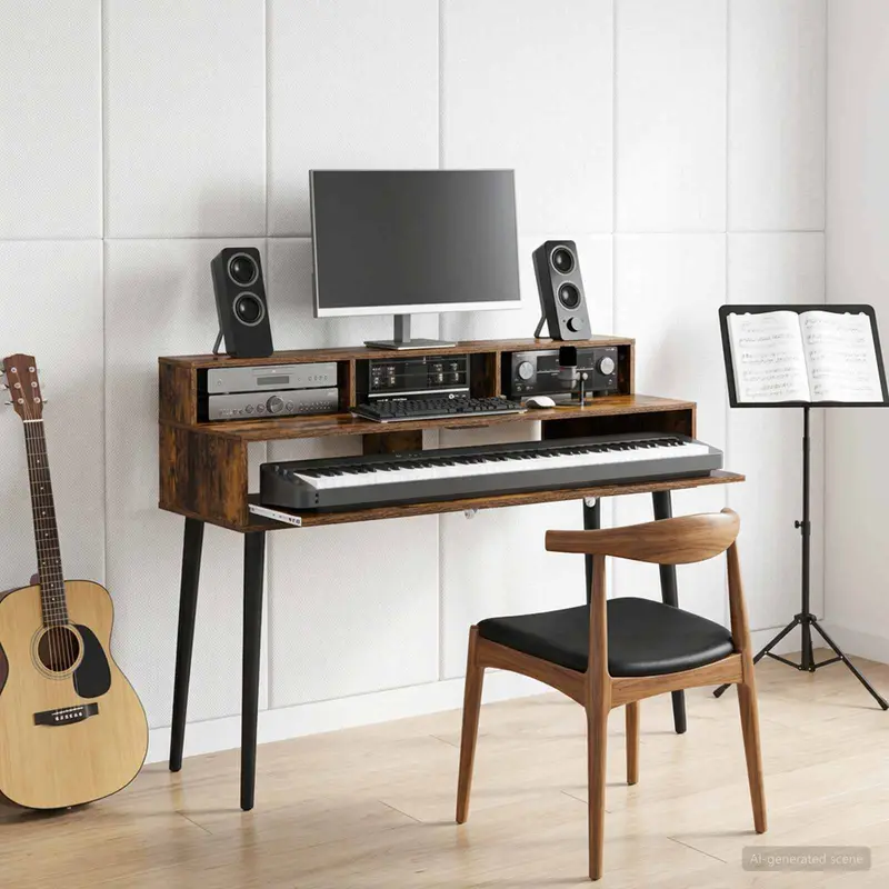 Vidaxl studiobureau gerookt eiken 152 x 42,5 x 36 cm bewerkt hout