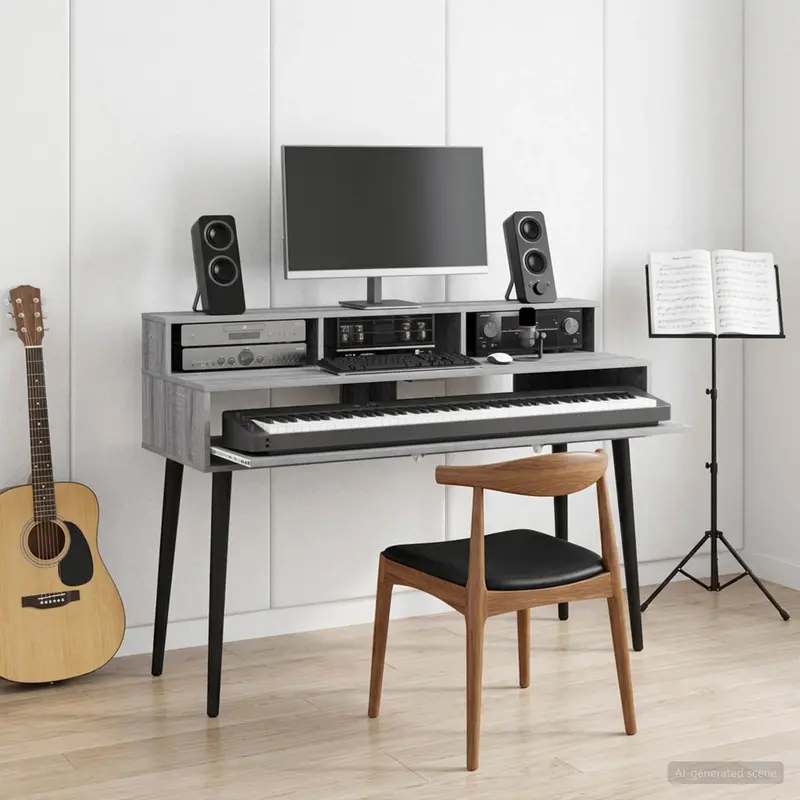 Vidaxl studiobureau grijs sonoma 130 x 42,5 x 36 cm bewerkt hout