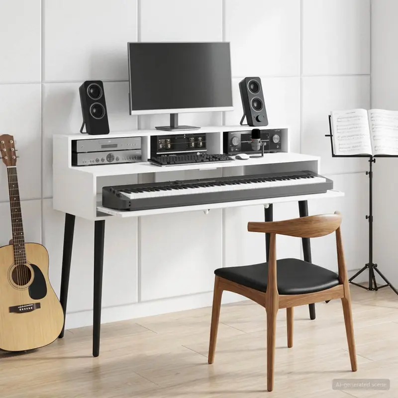 Vidaxl studiobureau wit 110 x 42,5 x 36 cm bewerkt hout