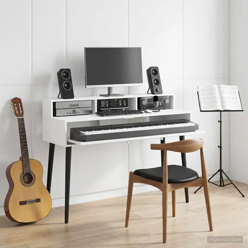 Vidaxl studiobureau wit 130 x 42,5 x 36 cm bewerkt hout