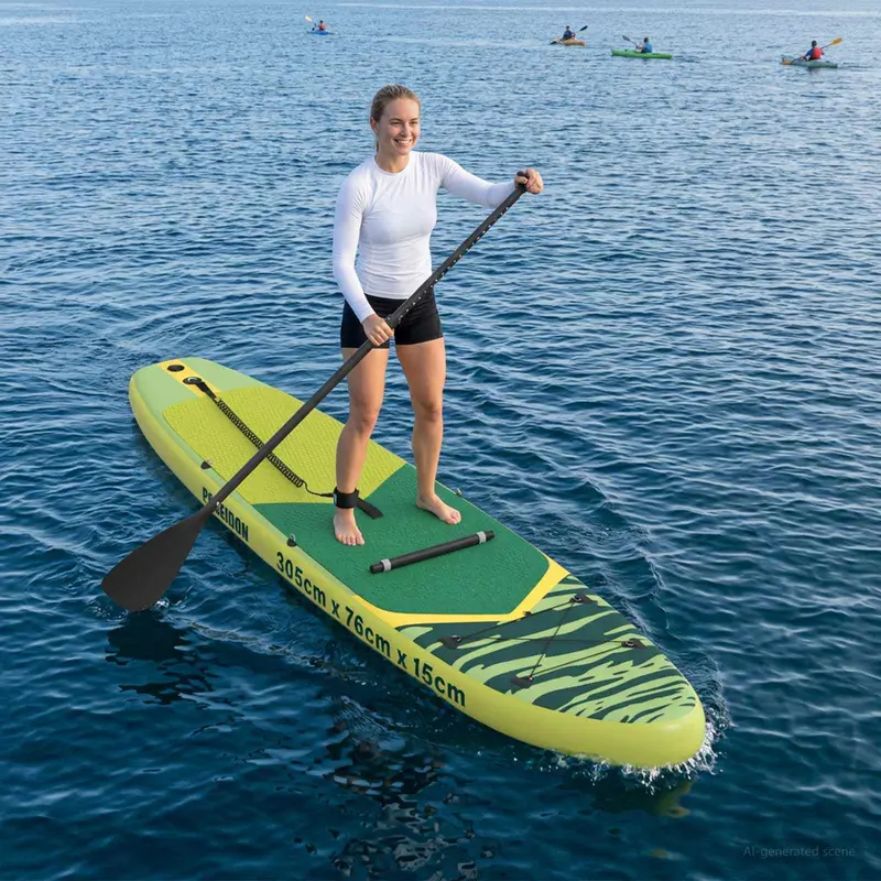 Vidaxl sup board met zitplaats 2-in-1 poseidon 305 x 76 x 15 cm groen