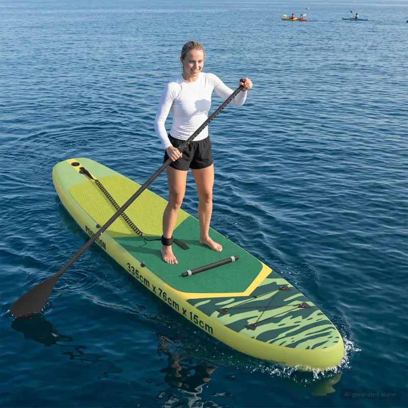 Vidaxl sup board met zitplaats 2-in-1 poseidon 335 x 76 x 15 cm groen
