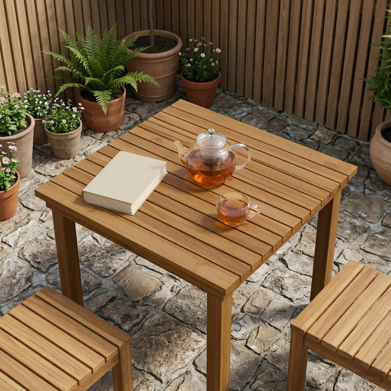Vidaxl tafelblad 60 x 60 x 3,5 cm vierkant massief teakhout naturel