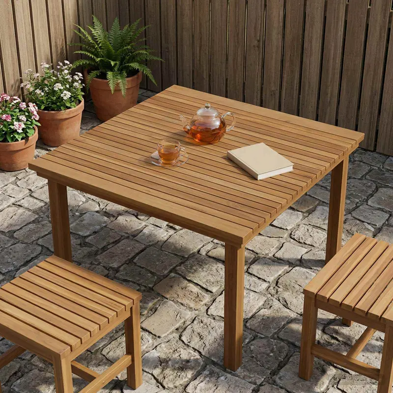 Vidaxl tafelblad 90 x 90 x 3,5 cm vierkant massief teakhout naturel