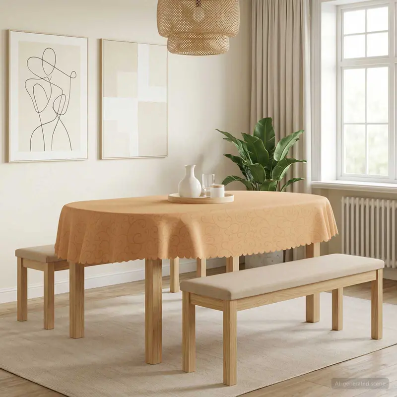 Vidaxl tafelkleed 5 st ovaal beige 130 x 220 cm