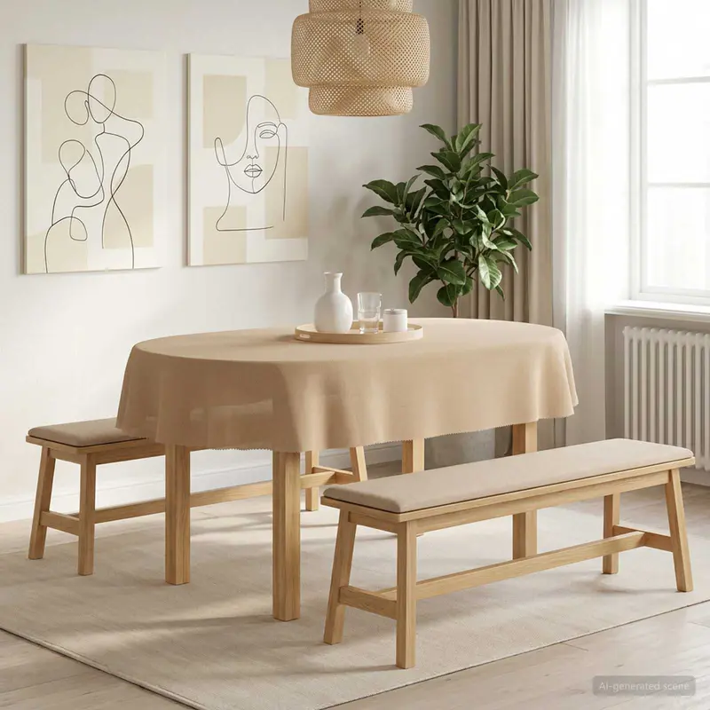 Vidaxl tafelkleed 5 st ovaal beige 130 x 220 cm