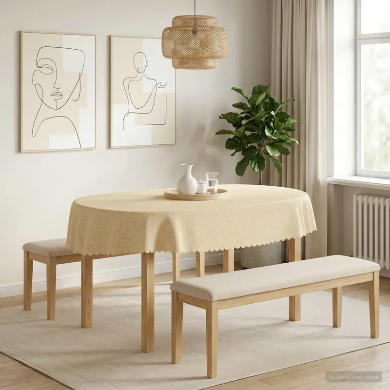 Vidaxl tafelkleed 5 st ovaal crèmewit 130 x 180 cm
