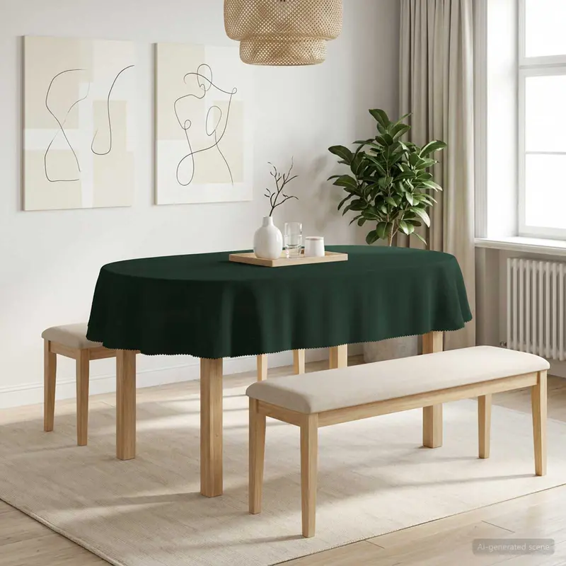Vidaxl tafelkleed 5 st ovaal donkergroen 160 x 220 cm polyester