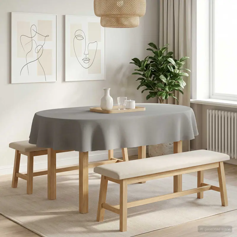 Vidaxl tafelkleed 5 st ovaal lichtgrijs 130 x 180 cm polyester