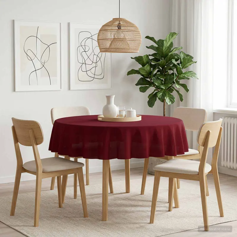 Vidaxl tafelkleed 5 st rond wijnrood ø 180 cm polyester