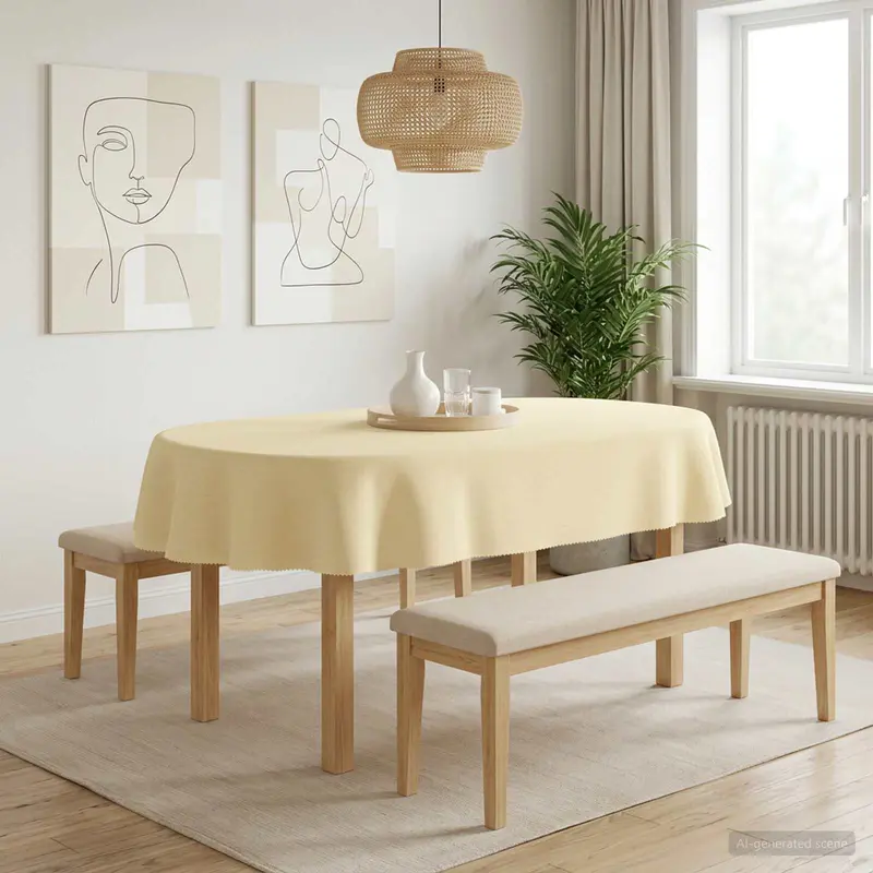 Vidaxl tafelkleed ovaal crèmewit 130 x 180 cm polyester