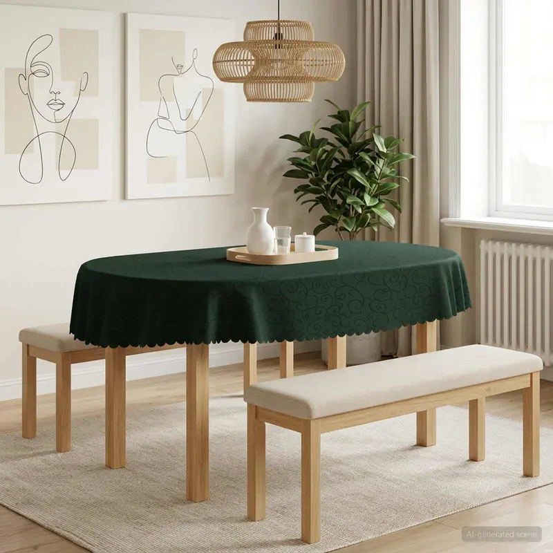 Vidaxl tafelkleed ovaal donkergroen 130 x 220 cm