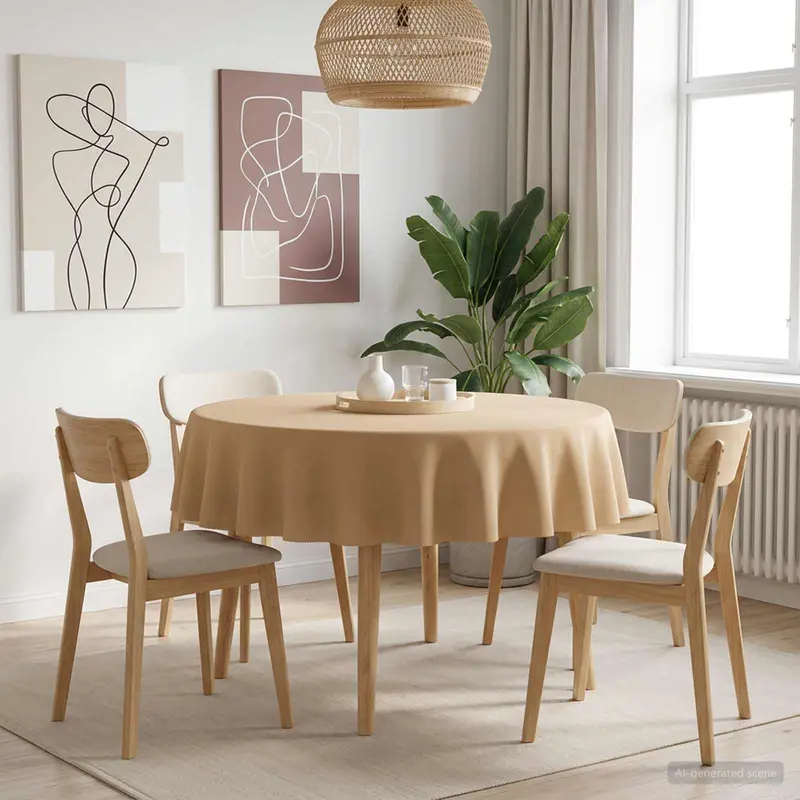 Vidaxl tafelkleed rond beige ø 140 cm polyester