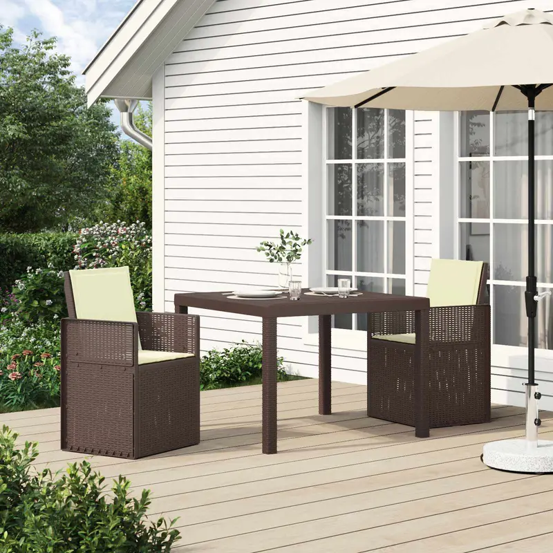 Vidaxl tuin eettafelset 3 st bruin en crèmekleurig pp
