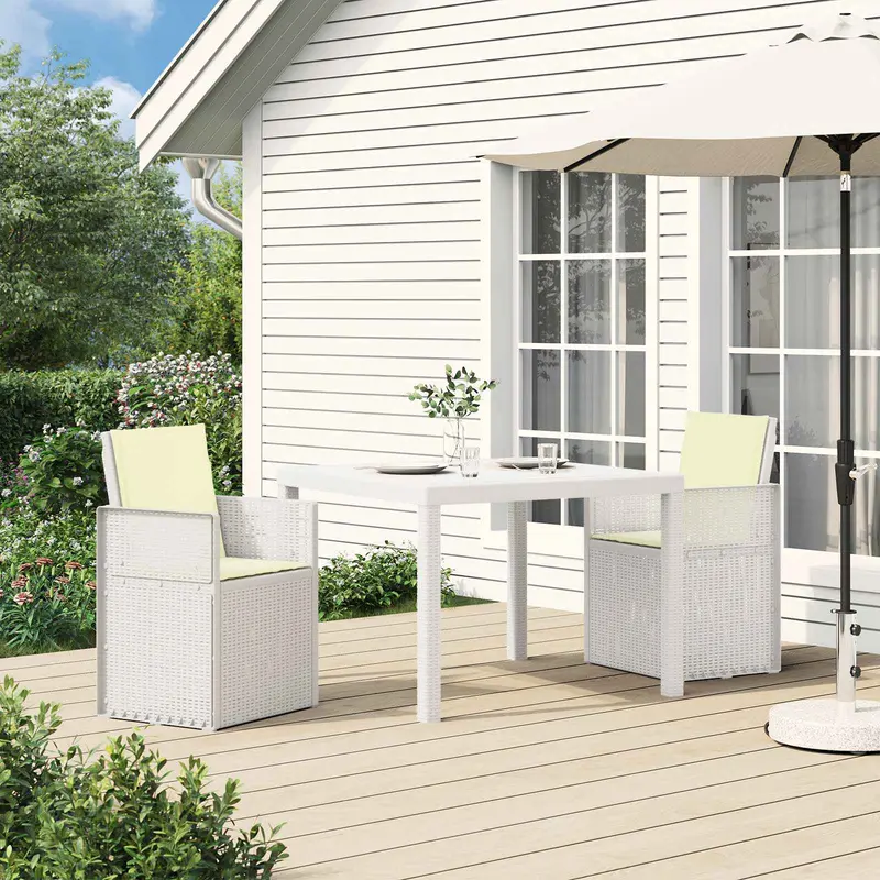 Vidaxl tuin eettafelset 3 st wit en crèmekleurig pp