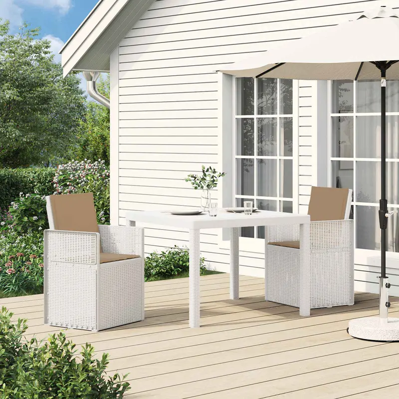 Vidaxl tuin eettafelset 3 st wit en taupe pp