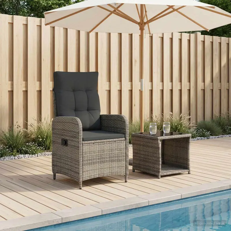 Vidaxl tuin loungeset 2 st grijs en donkergrijs poly rattan en glas