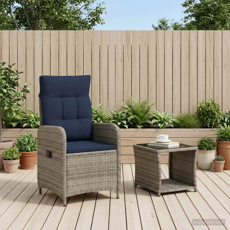 Vidaxl tuin loungeset 2 st pe rattan en poeder-coated staal