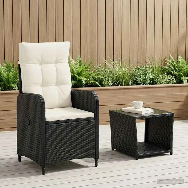 Vidaxl tuin loungeset 2 st zwart en cream wit