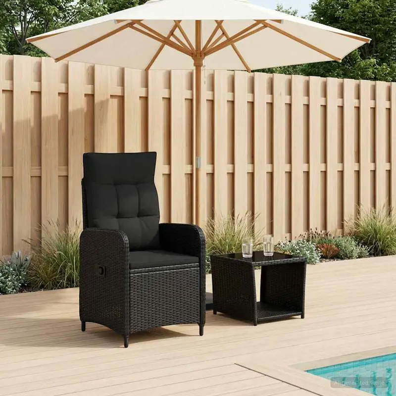 Vidaxl tuin loungeset 2 st zwart pe rattan en poeder-coated staal