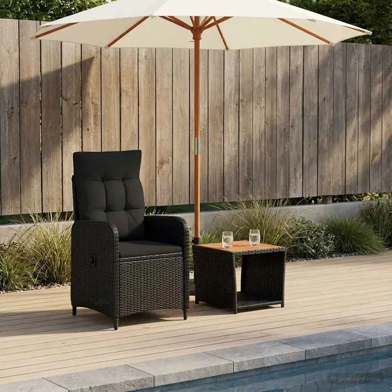 Vidaxl tuin loungeset 2 st zwart pe rattan en poeder-coated staal