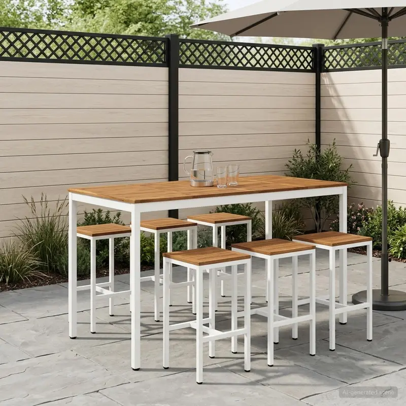 Vidaxl tuinbar tafel naarden natuurlijk en wit 180 x 88,5 x 105 cm