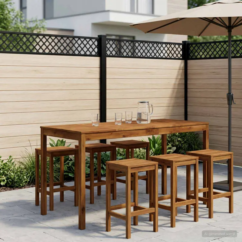 Vidaxl tuinbar tafel naturel 196 x 80,5 x 105 cm massief acaciahout