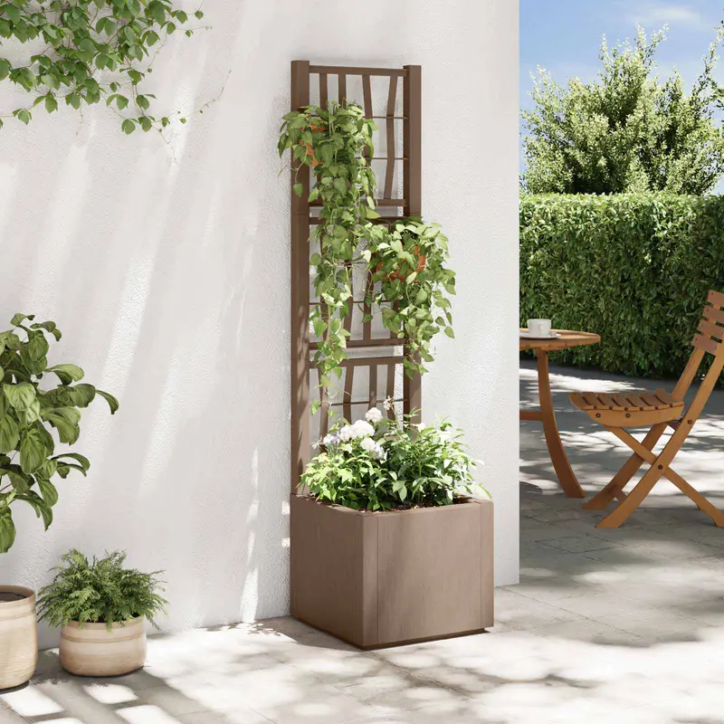 Vidaxl tuinbloembak met klimrek bruin 36 x 36 x 140 cm pp