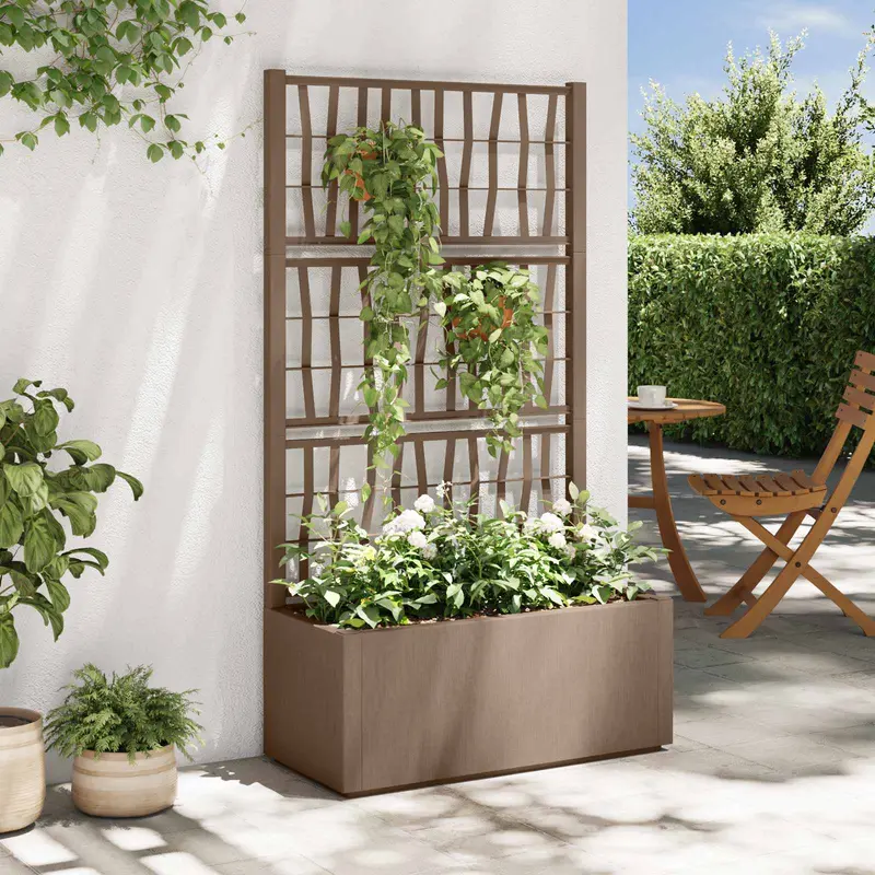 Vidaxl tuinbloembak met klimrek bruin 80 x 36 x 140 cm pp