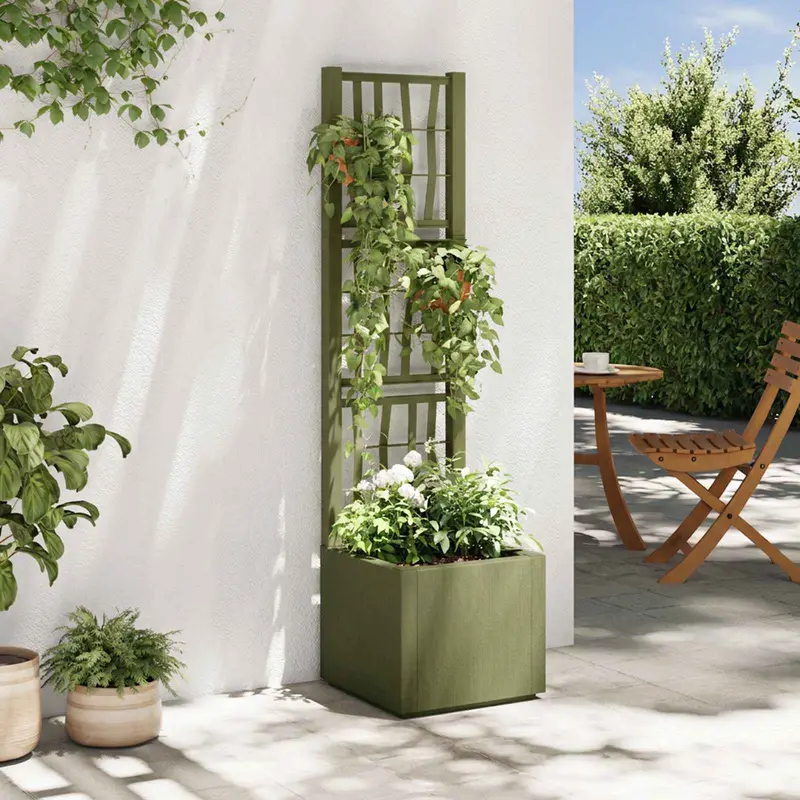 Vidaxl tuinbloembak met klimrek groen 36 x 36 x 140 cm pp