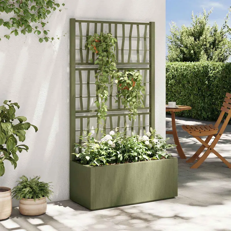 Vidaxl tuinbloembak met klimrek groen 80 x 36 x 140 cm pp